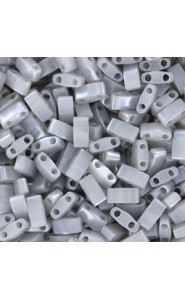 Miyuki half tila 5x2.4mm beads - Silver grey ceylon HTL-526